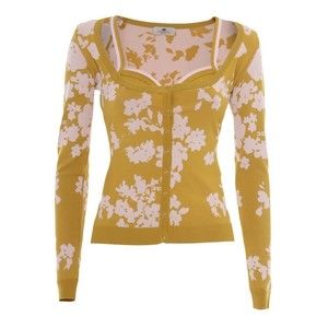 Elisabetta Franchi Yellow Knitted Top With Floral Pattern - NWT